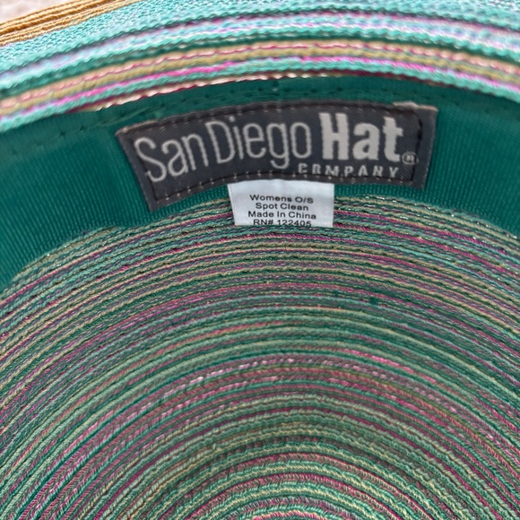 San Diego Hat Company Teal Womens Mixed Brim Sun Brim One Size Ribbon Woven Hat - Picture 6 of 13
